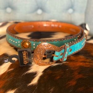 Shyanne Turquoise Concho & Bling Leather Belt